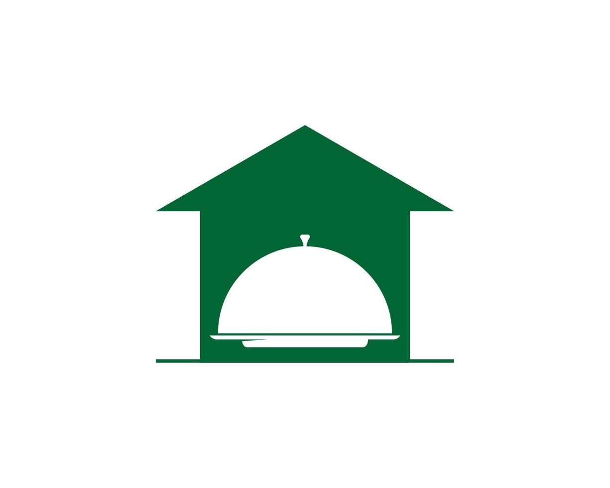 grünes Haus und Cloche-Silhouette in der Mitte vektor