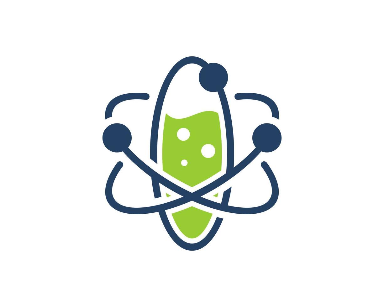 Atomsymbol mit grüner Flüssigkeit im Inneren vektor