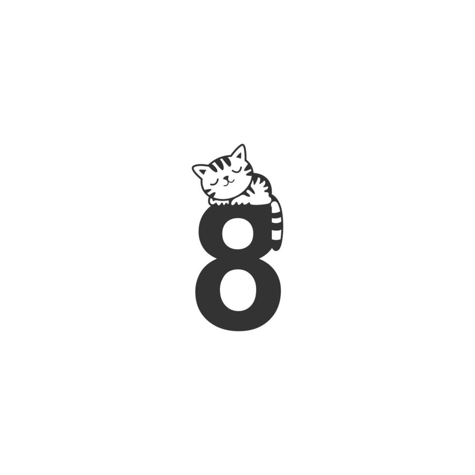 Symbol für schlafende Katze auf der Nummer vektor