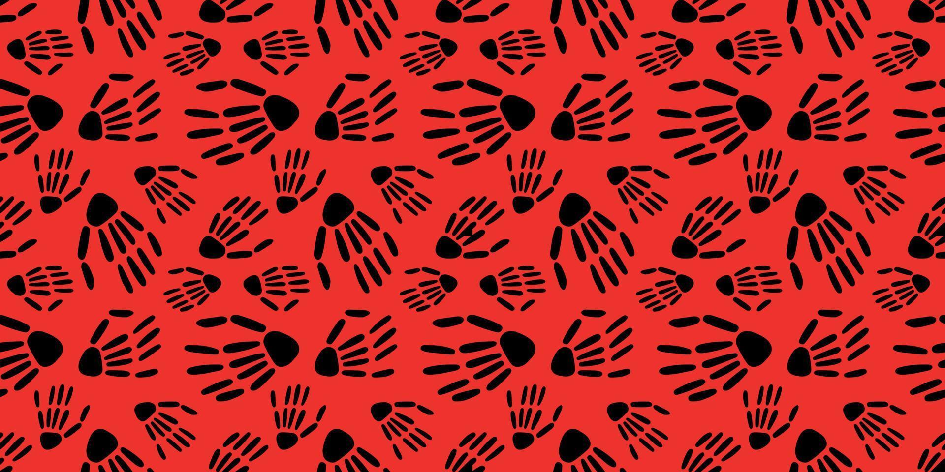 Muster der Skeletthand auf rotem Hintergrund. vektor