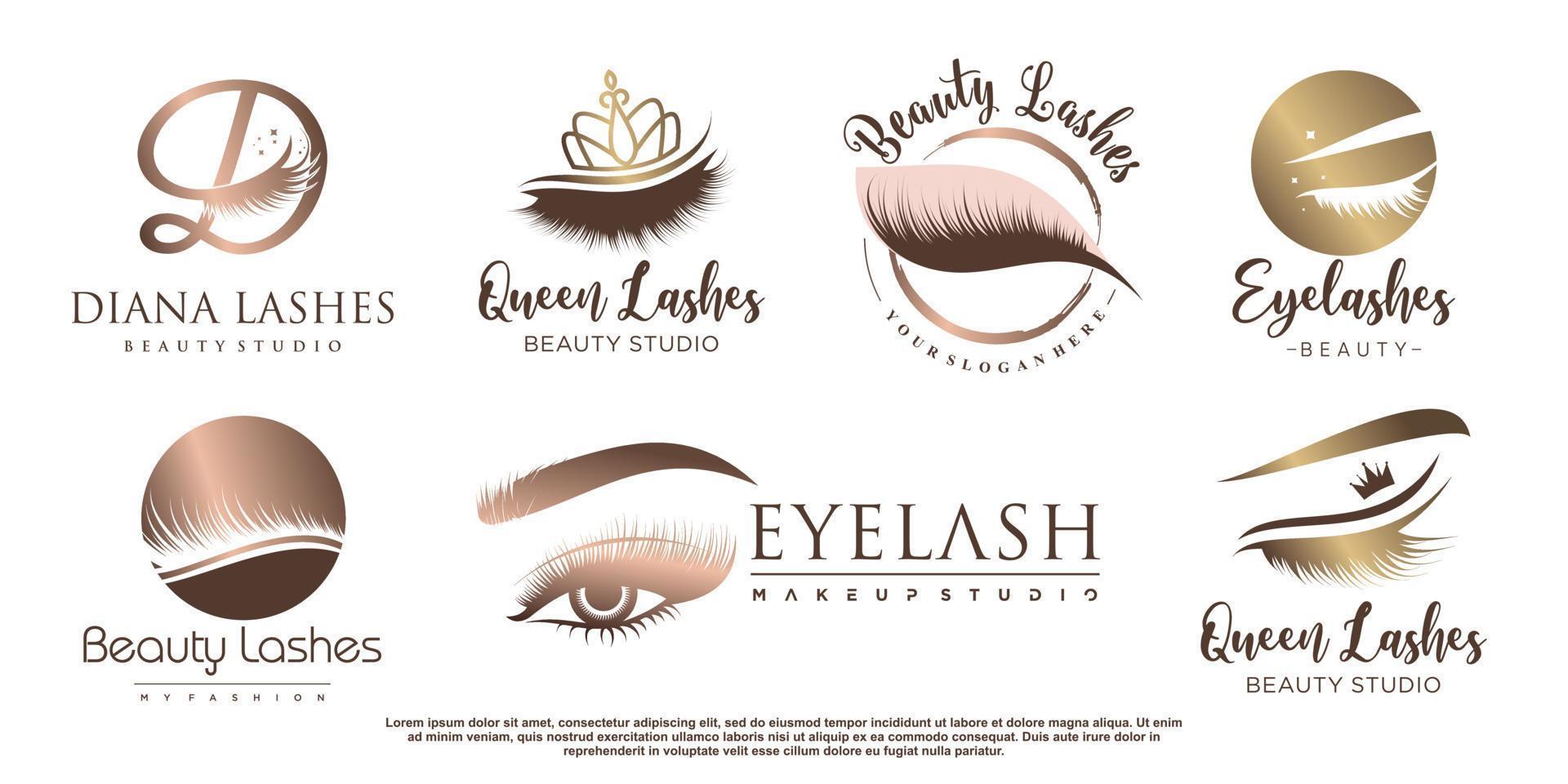 Wimpern-Symbol-Logo-Design mit kreativem Beauty-Element-Stil Premium-Vektor vektor