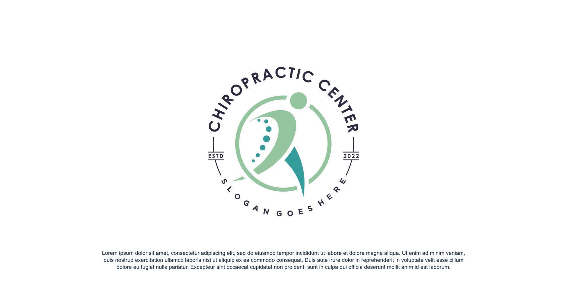 Chiropraktik-Logo für Massage und Geschäft mit kreativem Elementkonzept Premium-Vektor vektor