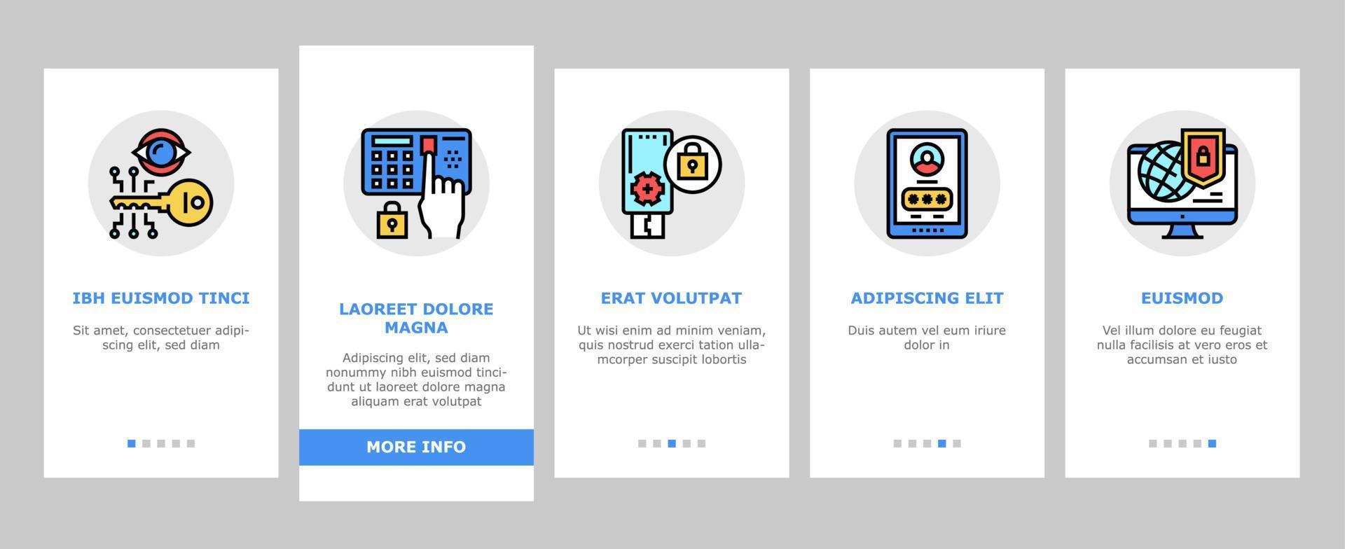 lösenordsskydd onboarding ikoner som vektor