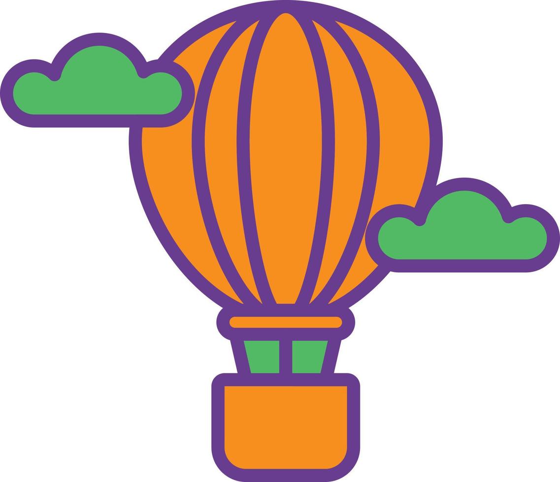 Heißluftballonlinie zweifarbig gefüllt vektor