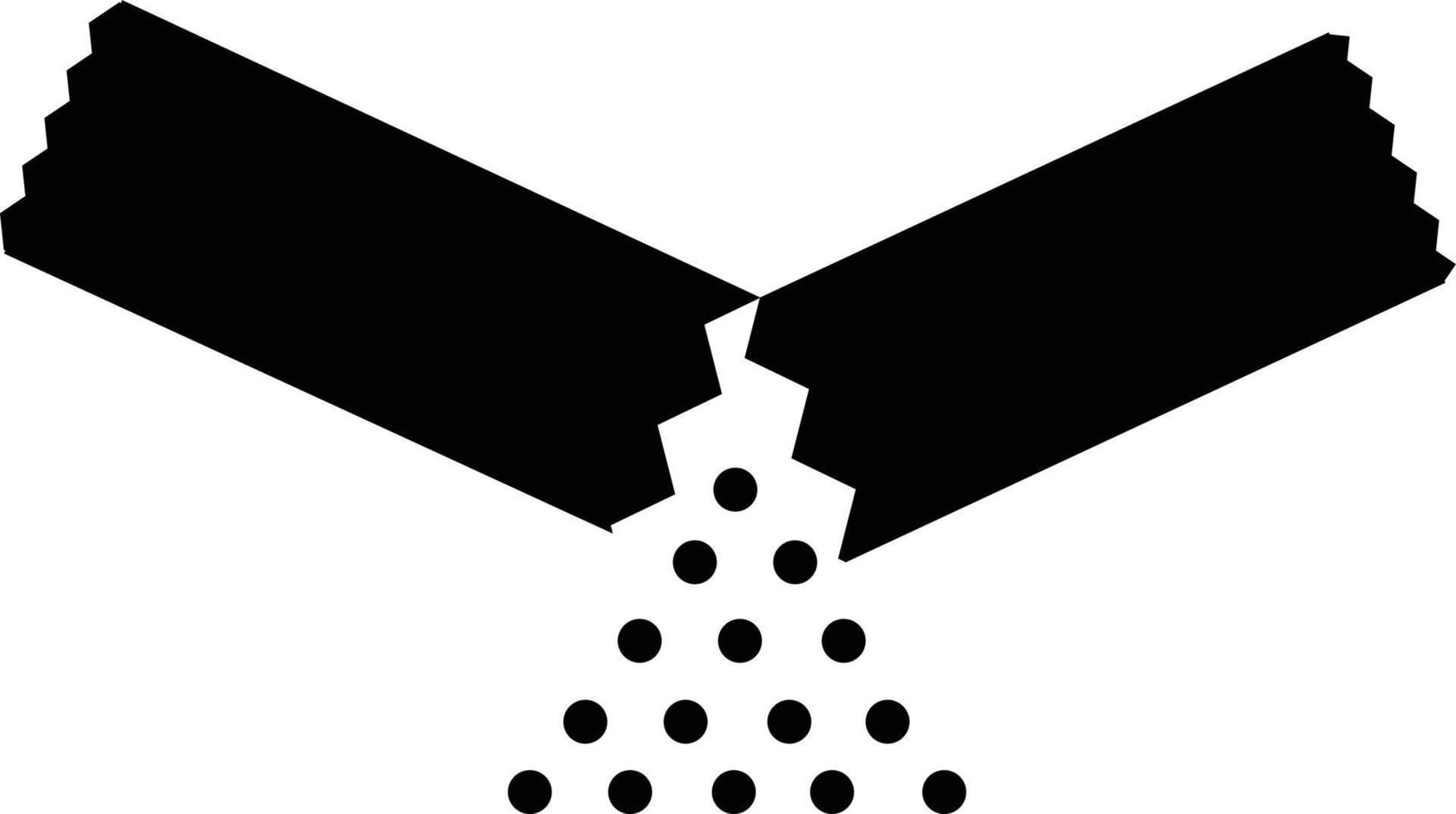 Symbol für lösliches Pulver auf weißem Hintergrund. offenes papierbeutelschild. flacher Stil. Symbol für lösliche Medikamente. vektor