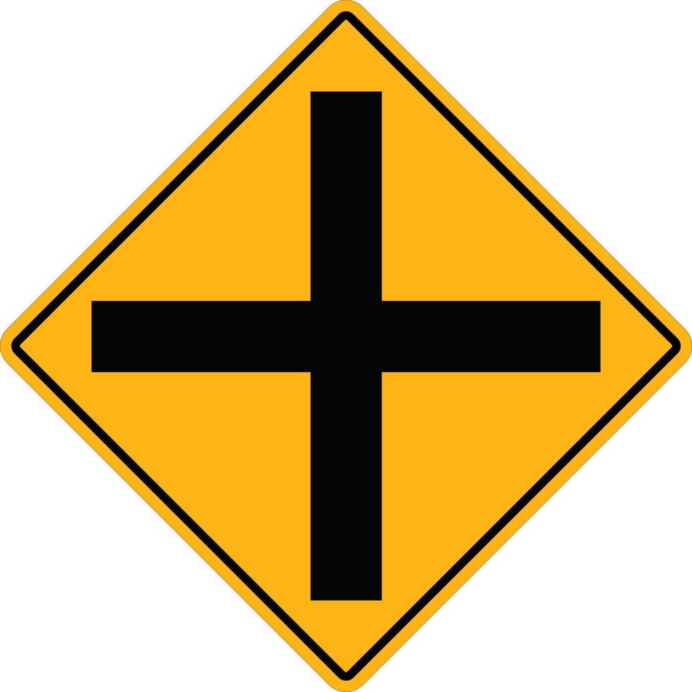 Straßenschild überqueren. Kreuzungssymbol. Warnschild vor der Kreuzung. vektor