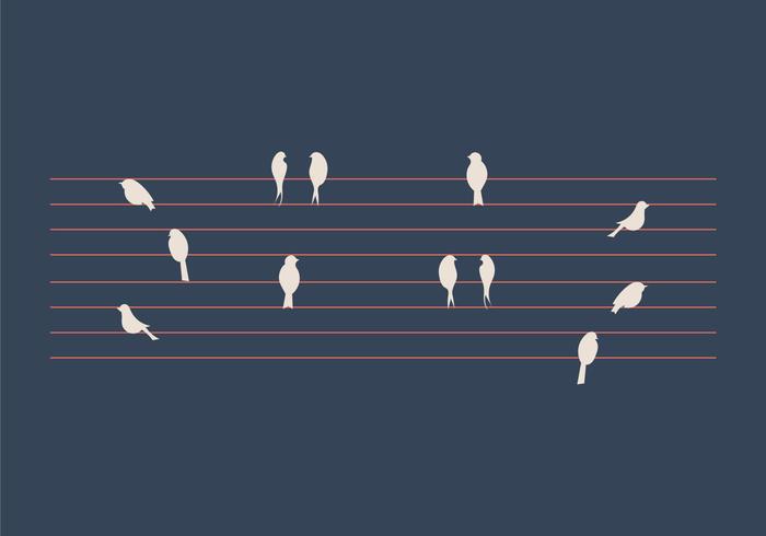 Gratis fåglar på en tråd Vektor illustration