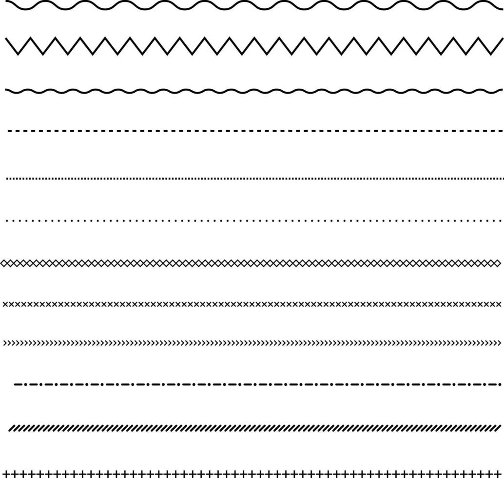 Reihe von Linien auf weißem Hintergrund. Punkt- und Linienmuster. Liniengrenzsymbol. vektor