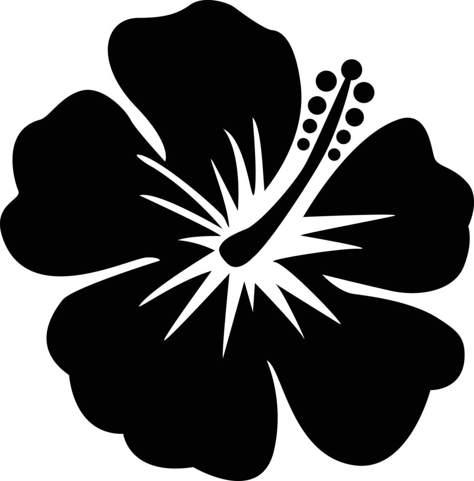 Hibiskus-Symbol auf weißem Hintergrund. Hibiskusblütenzeichen. schwarzes Hibiskusblütensymbol. flacher Stil. vektor
