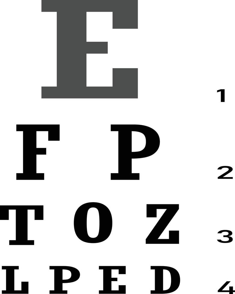 Sehtest mit Brille auf weißem Hintergrund verschwommen. Brille Optiker Zeichen. Vision des Sehkraftsymbols. flacher Stil. vektor