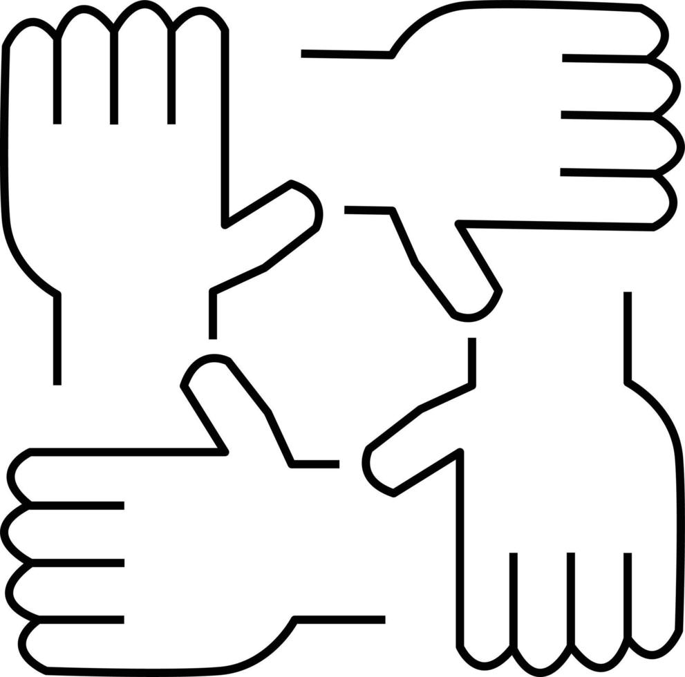 handslag i cirkel ikonen på vit bakgrund. solidaritetskontur symbol. lagarbete tecken. platt stil. vektor