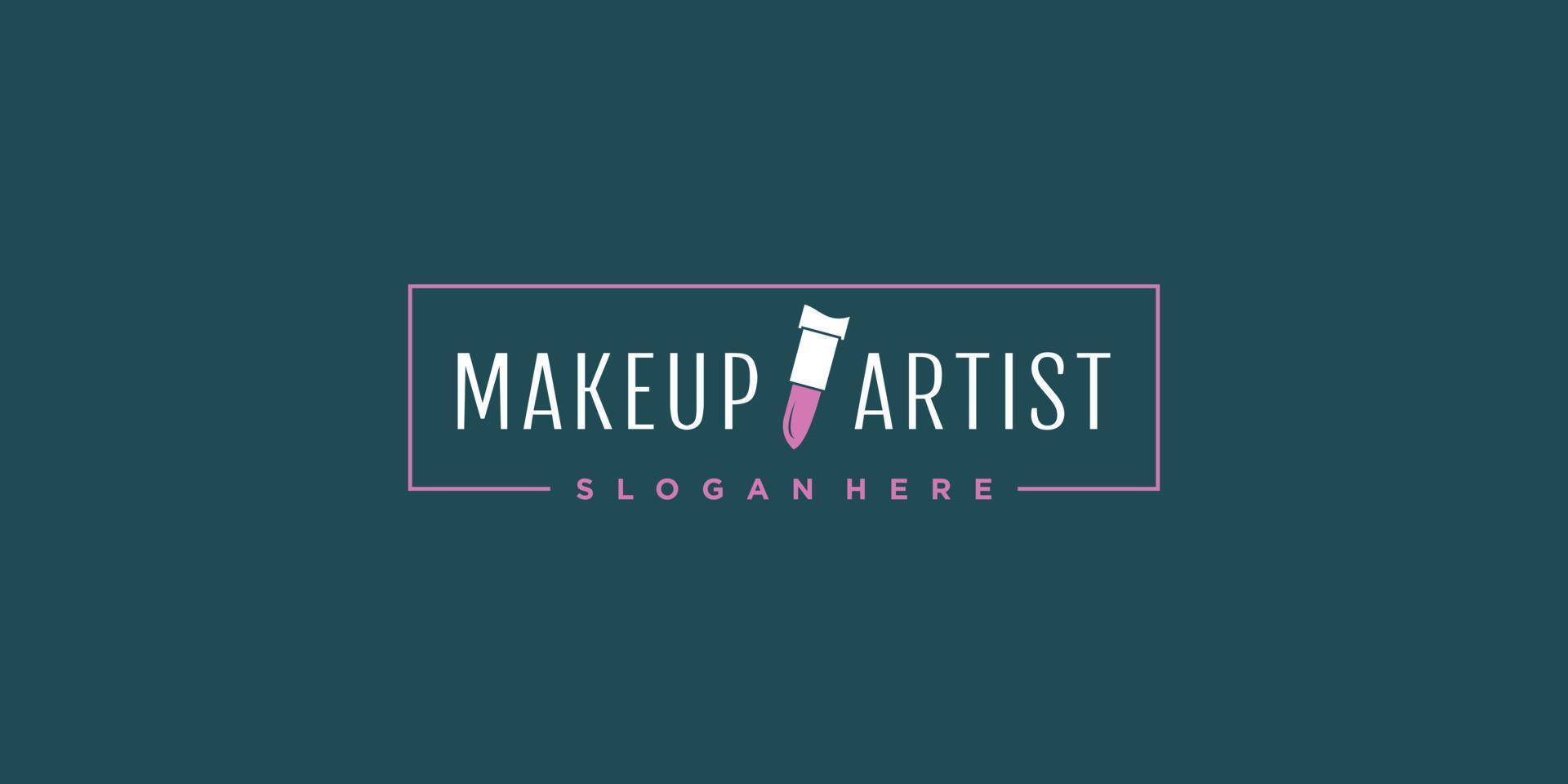 makeup skönhet logotyp design med läppar koncept premium vektor