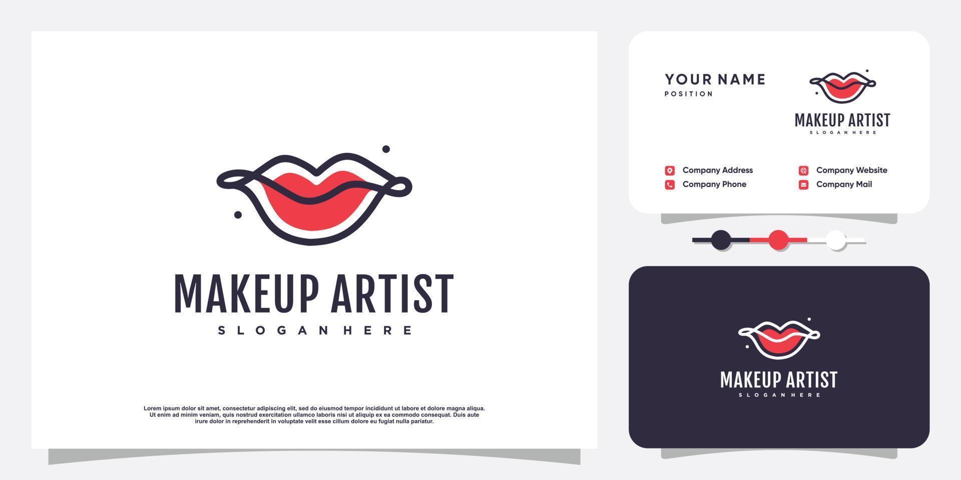 Make-up-Schönheits-Logo-Design mit Lippen-Konzept-Premium-Vektor vektor