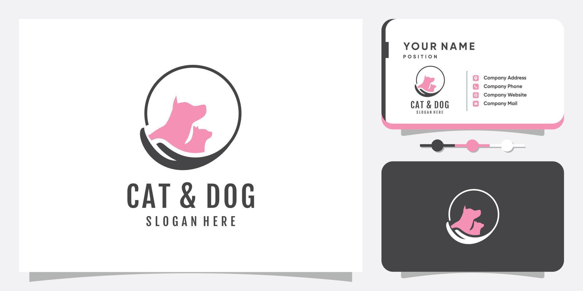 Katzen- und Hunde-Icon-Logo-Design mit kreativem Premium-Vektor im einzigartigen Stil vektor