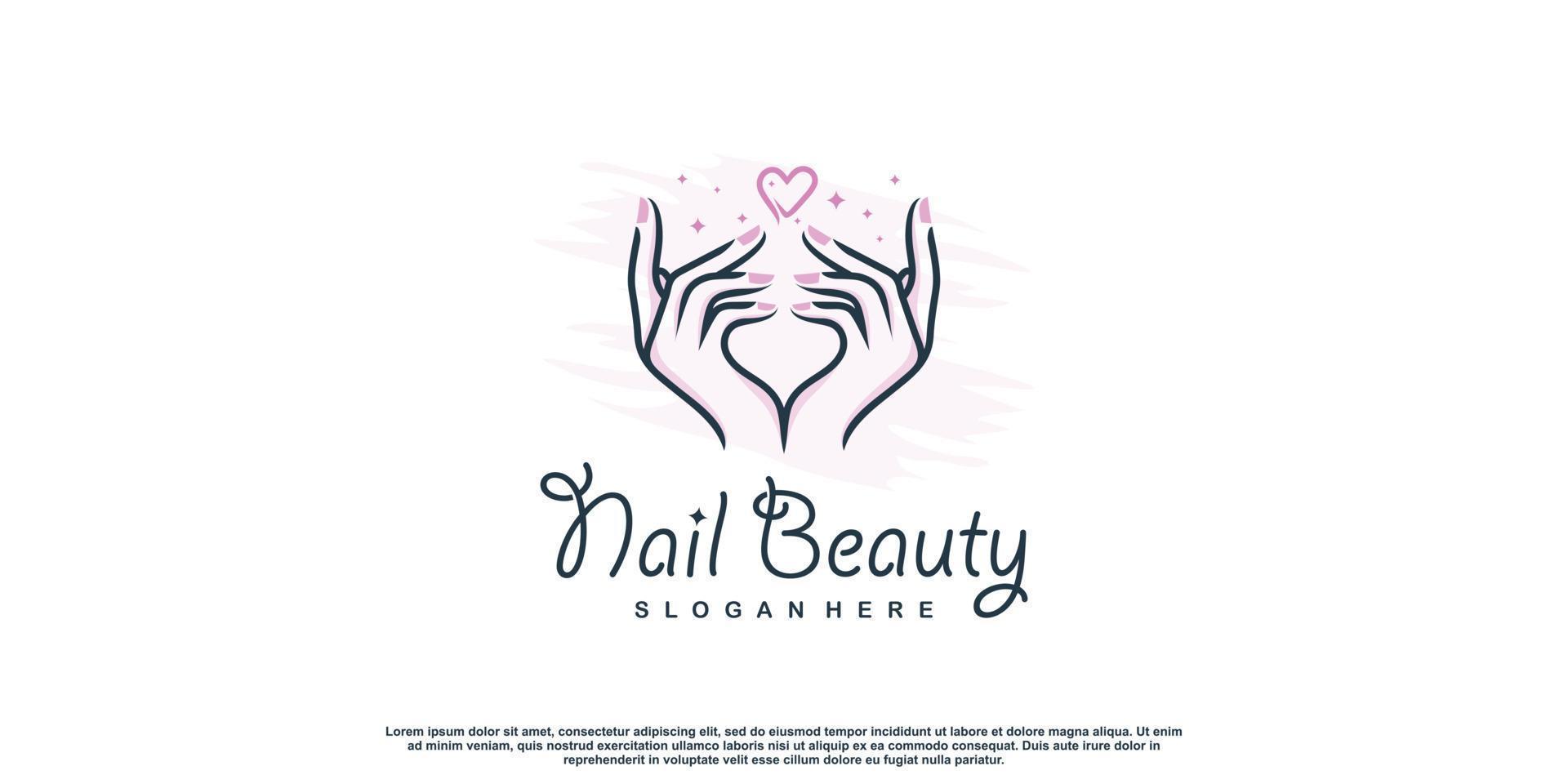 Nail Beauty Logo-Design mit kreativem Elementstil für Mode-Premium-Vektor vektor