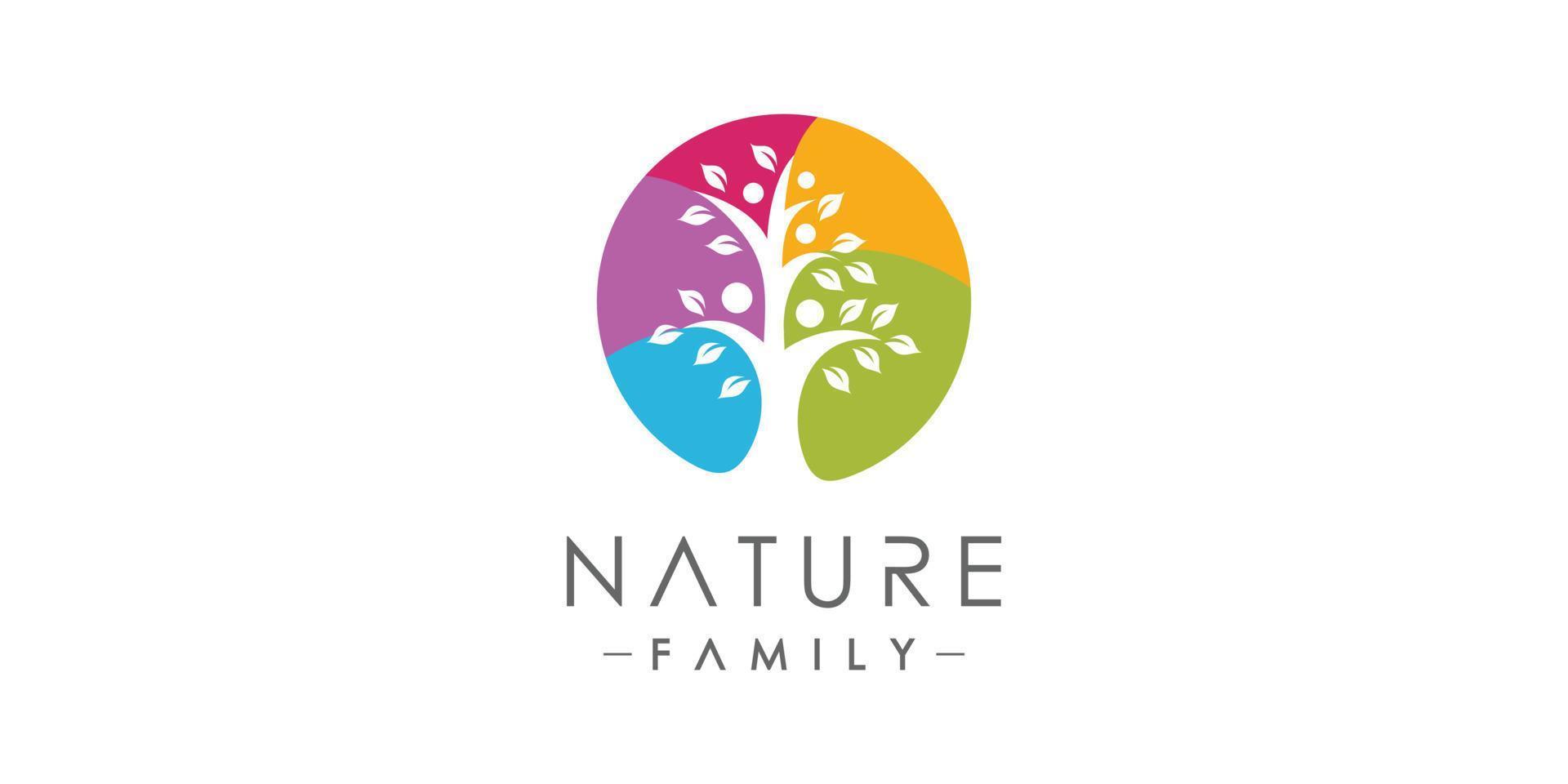 natur familj ikon logotyp design med kreativ modern stil premium vektor