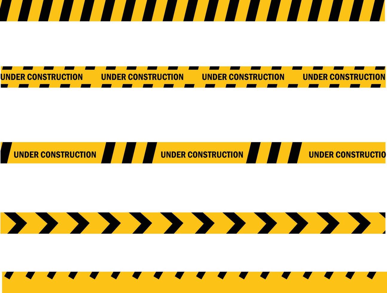 Vorsicht Gelbes Bandkonstrukt Warnlinie auf weißem Hintergrund. Website entwickelt und funktioniert vorübergehend nicht für Besucher. Zonensymbol im Bau. flacher Stil. vektor