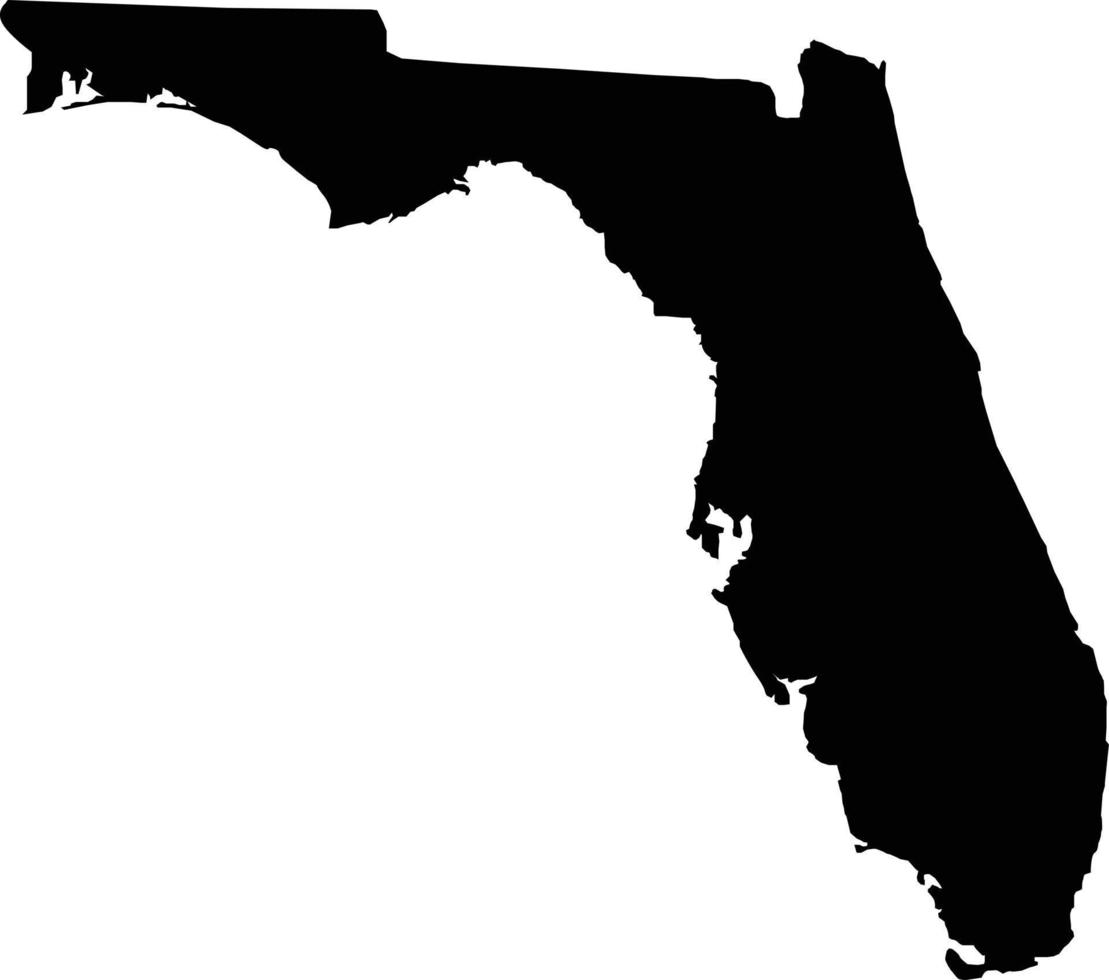 Vereinigte Staaten Florida-Symbol auf weißem Hintergrund. Florida-Staatszeichen. schwarze karte von florida. flacher Stil. vektor