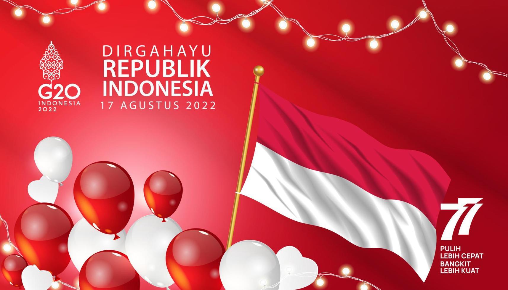 77:e Indonesien. republikens självständighetsdag. illustration affisch mall design vektor