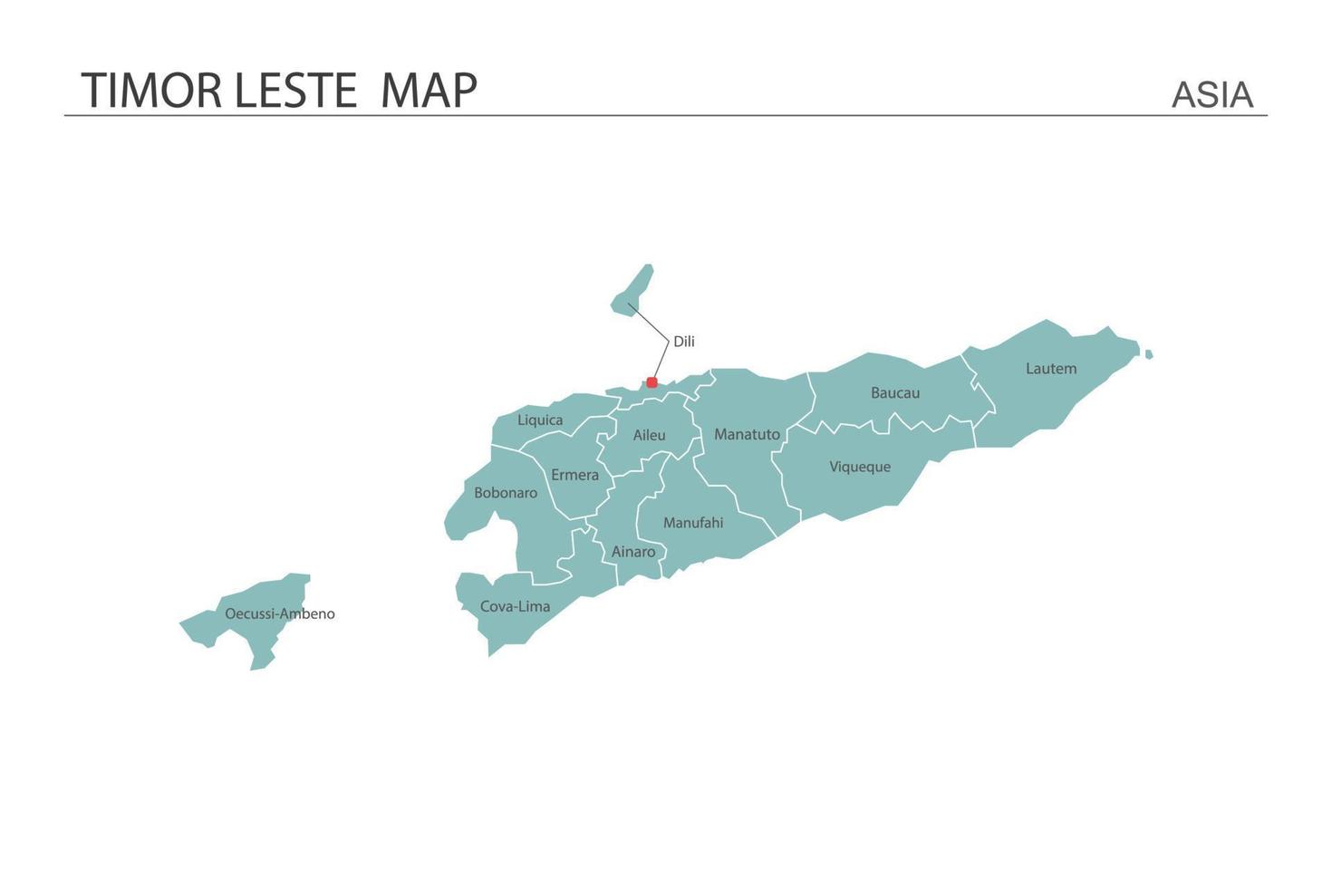 timor leste karta vektorillustration på vit bakgrund. karta har alla provinser och markera huvudstaden Timor Leste. vektor