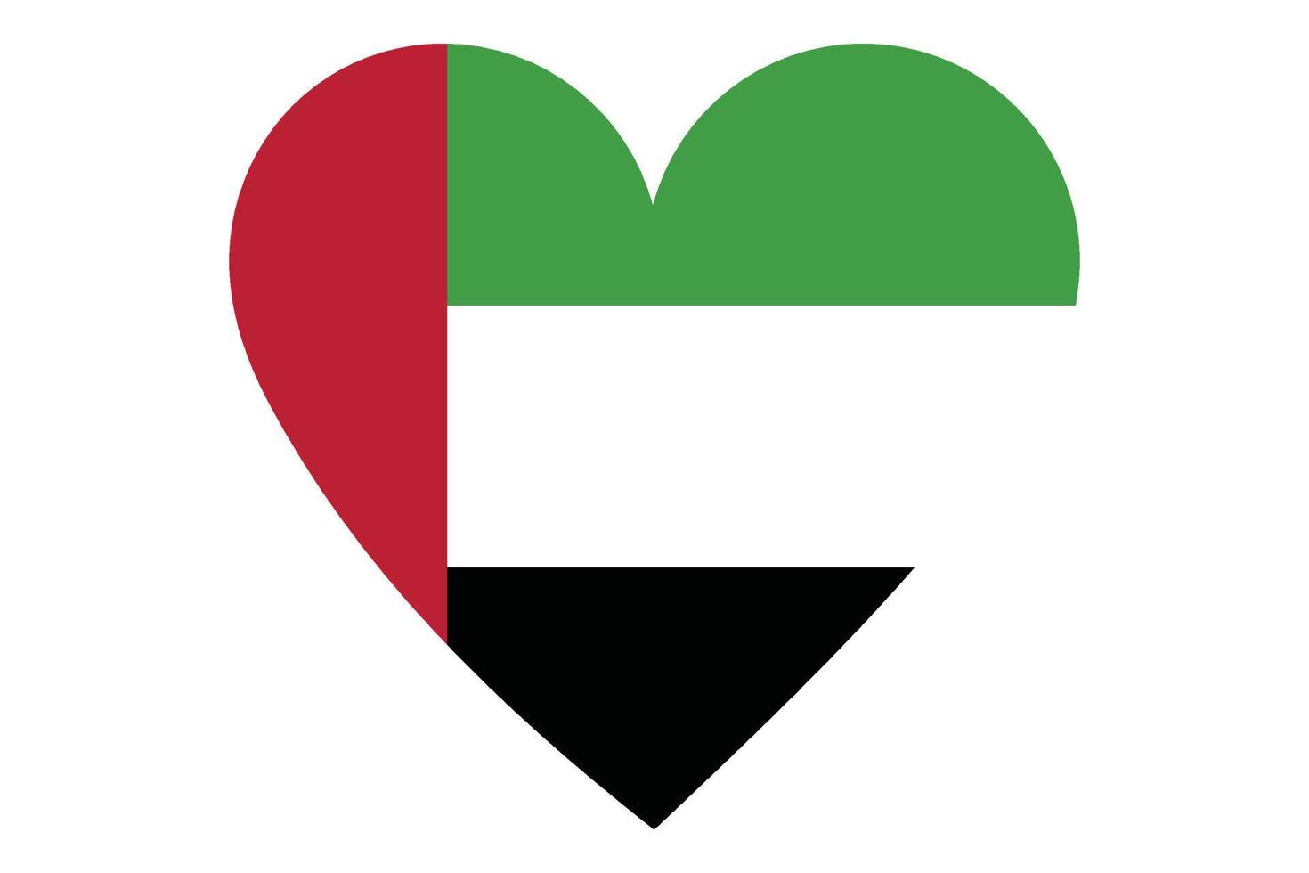 hjärta flagga vektor av Förenade Arabemiraten på vit bakgrund.