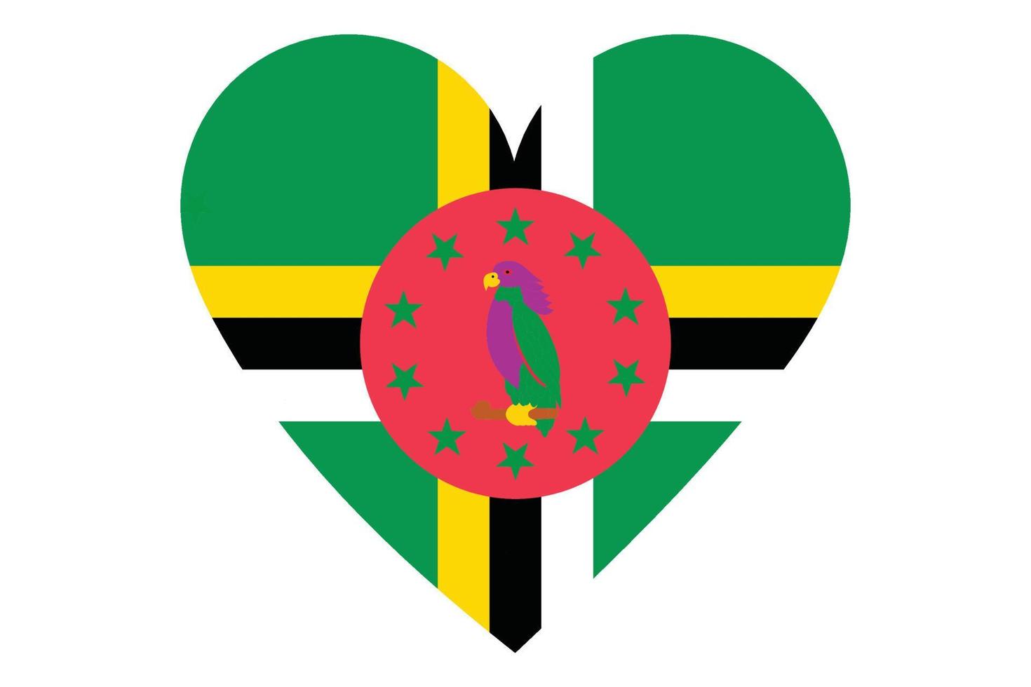 Herzflaggenvektor von Dominica auf weißem Hintergrund. vektor