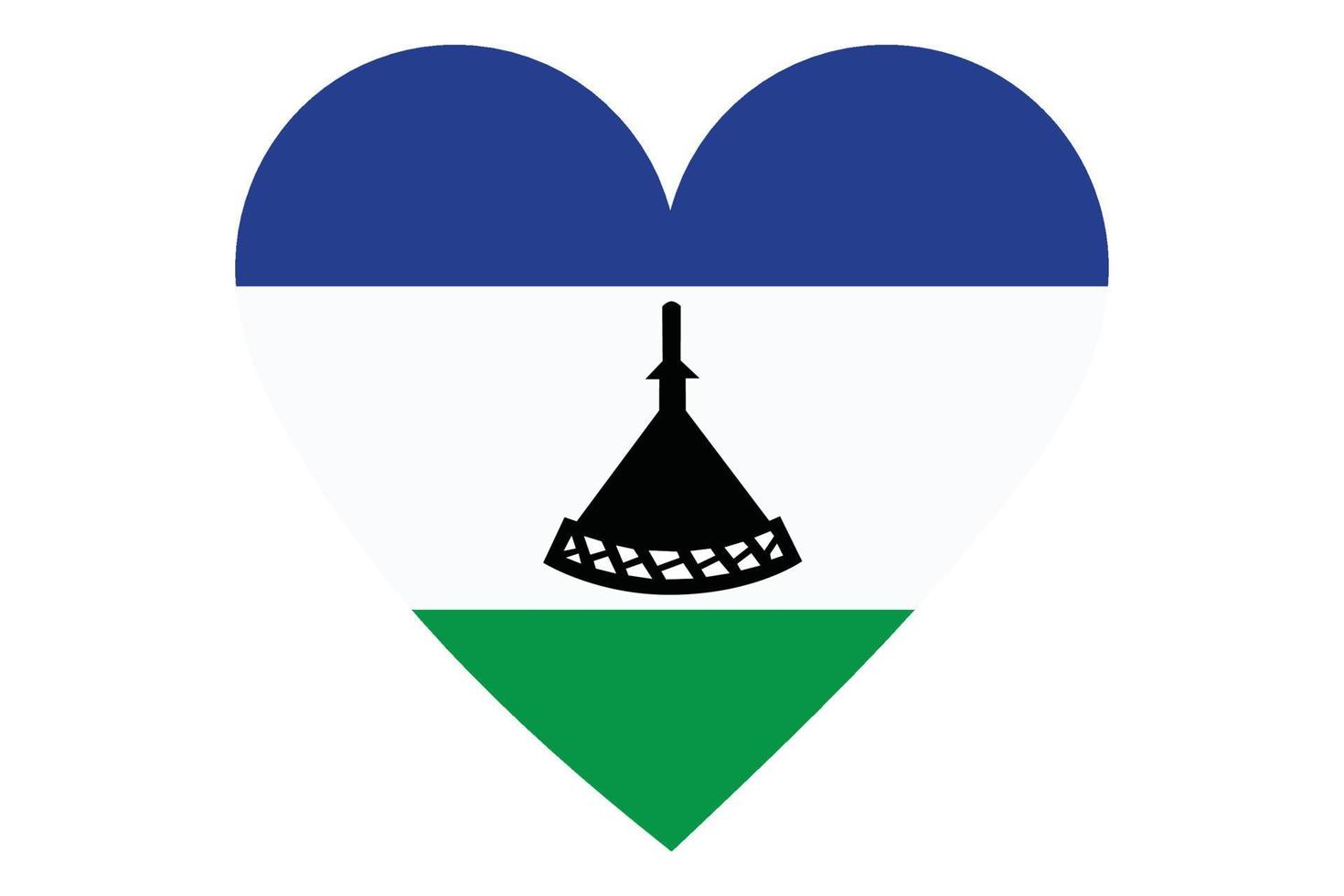 Herzflaggenvektor von Lesotho auf weißem Hintergrund. vektor