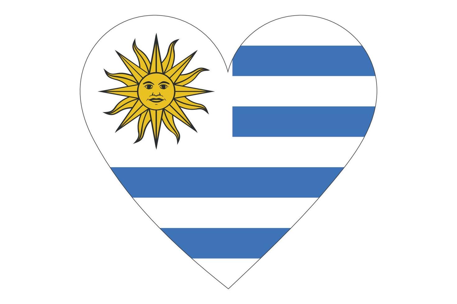 Herzflaggenvektor von Uruguay auf weißem Hintergrund. vektor