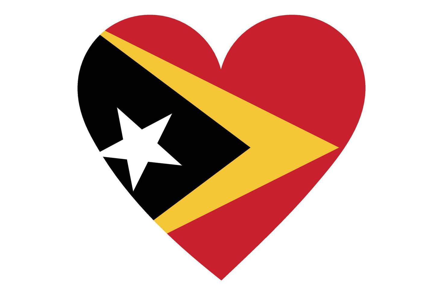 Herzflaggenvektor von Timor-Leste auf weißem Hintergrund. vektor