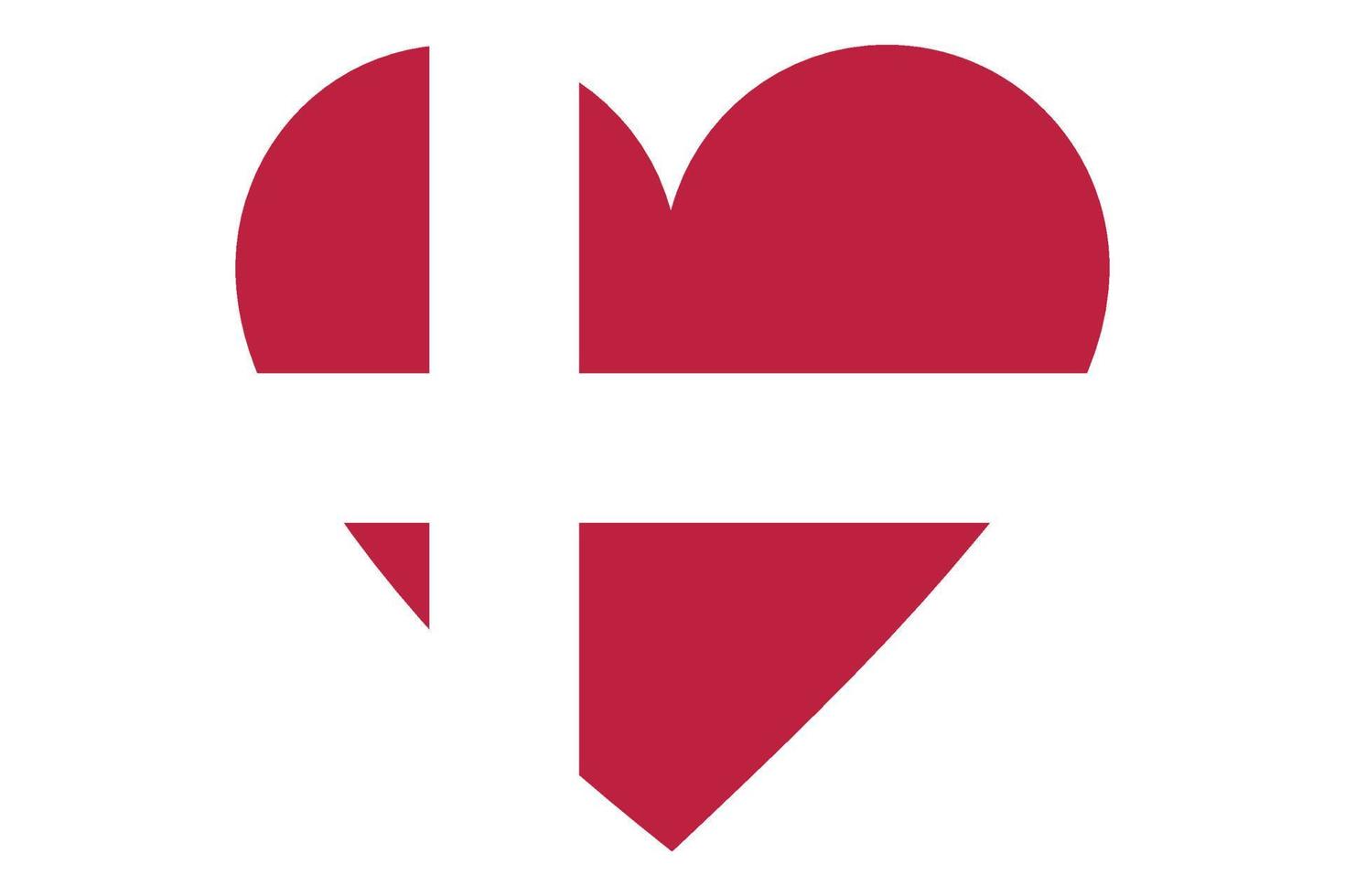 Herzflaggenvektor von Dänemark auf weißem Hintergrund. vektor