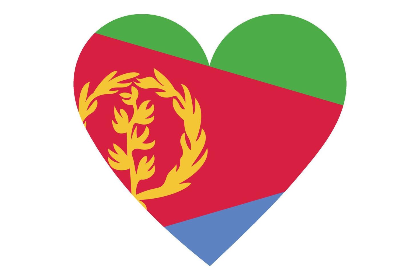 hjärta flagga vektor av eritrea på vit bakgrund.