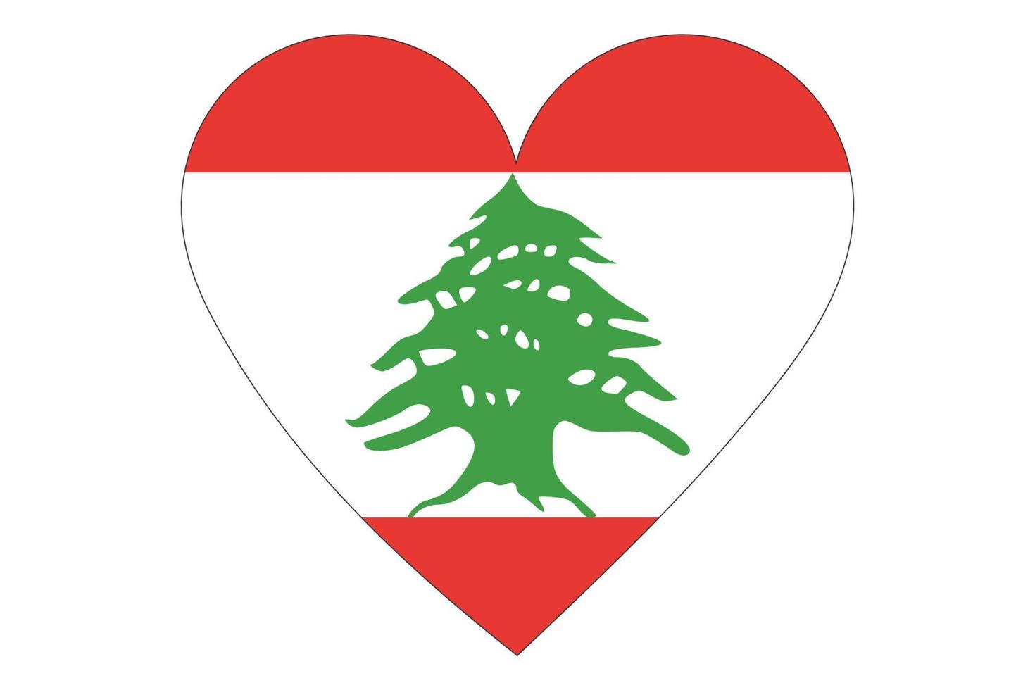 hjärta flagga vektor av Libanon på vit bakgrund.