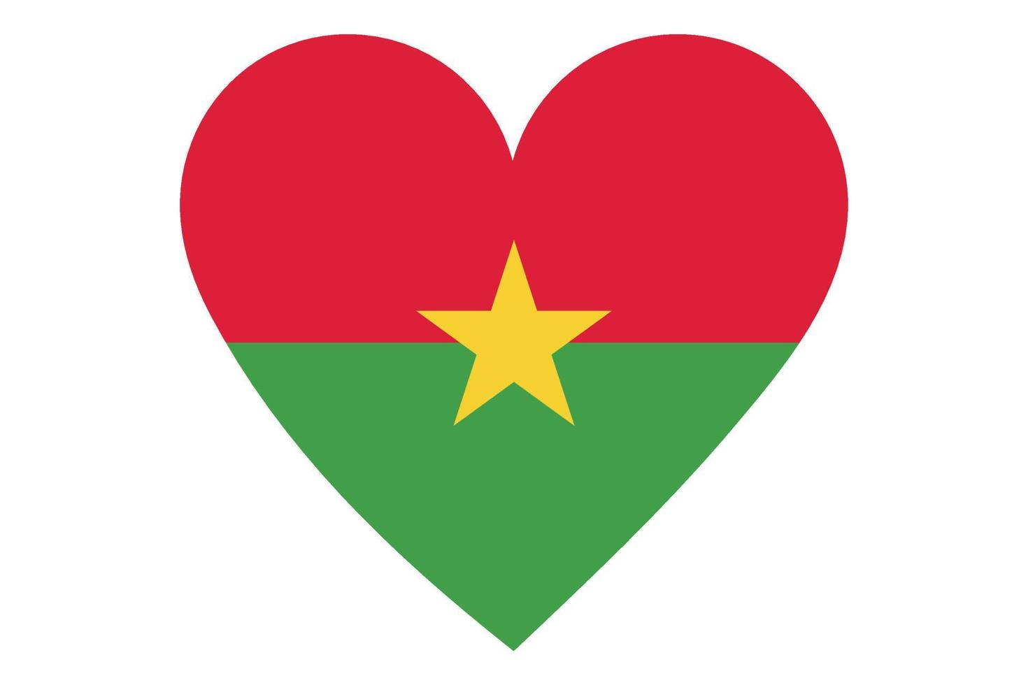 Herzflaggenvektor von Burkina Faso auf weißem Hintergrund. vektor