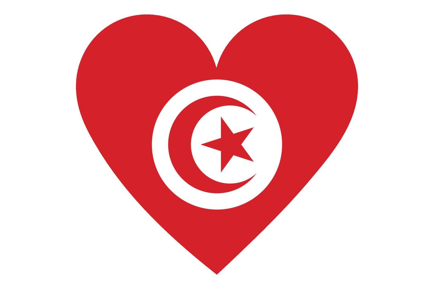 hjärta flagga vektor av tunisien på vit bakgrund.