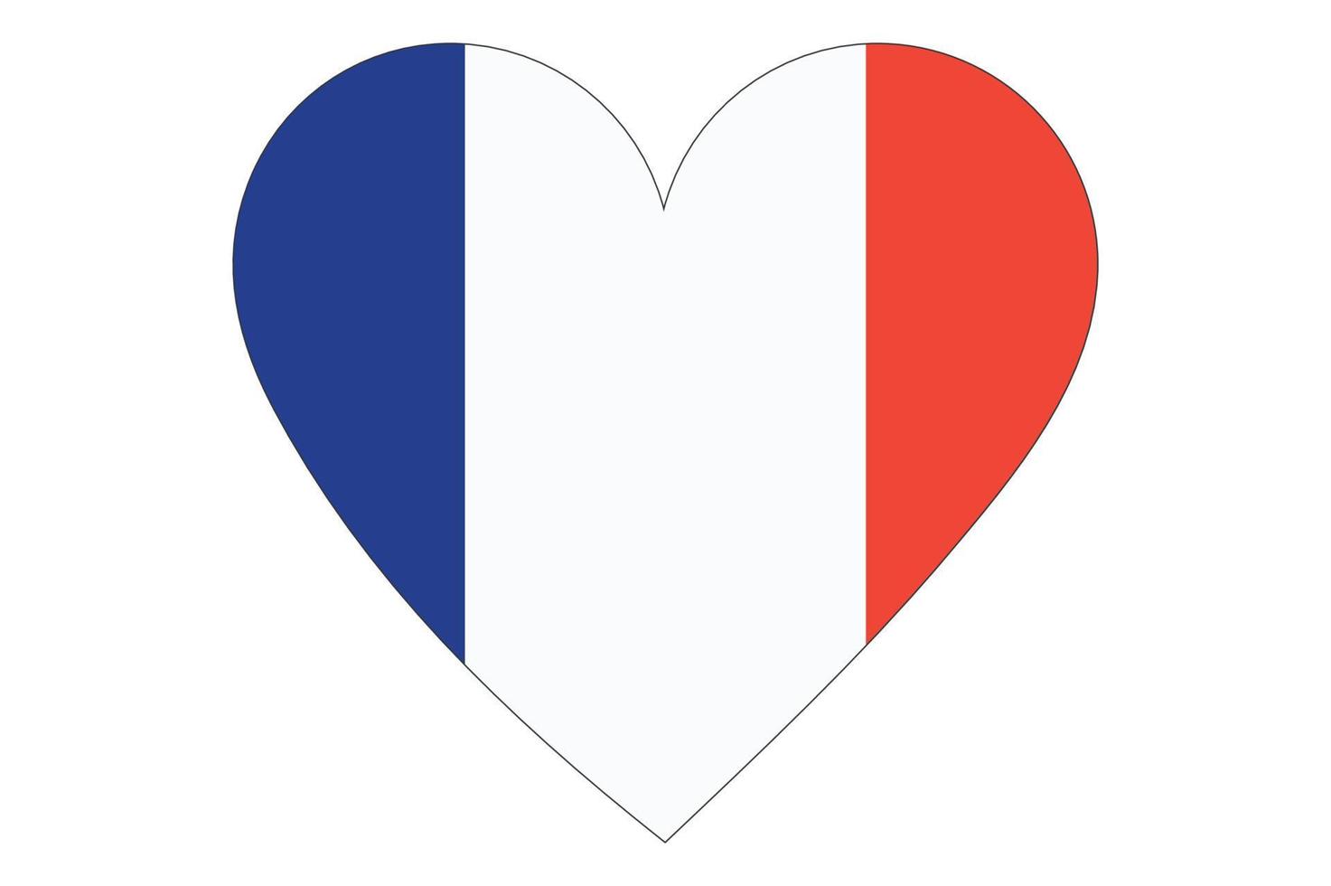 hjärta flagga vektor av Frankrike på vit bakgrund.