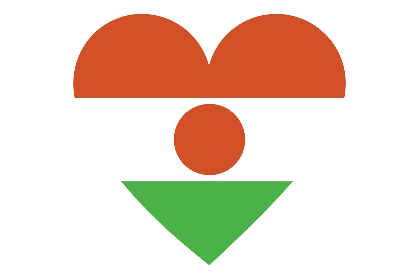 Herzflaggenvektor von Niger auf weißem Hintergrund. vektor