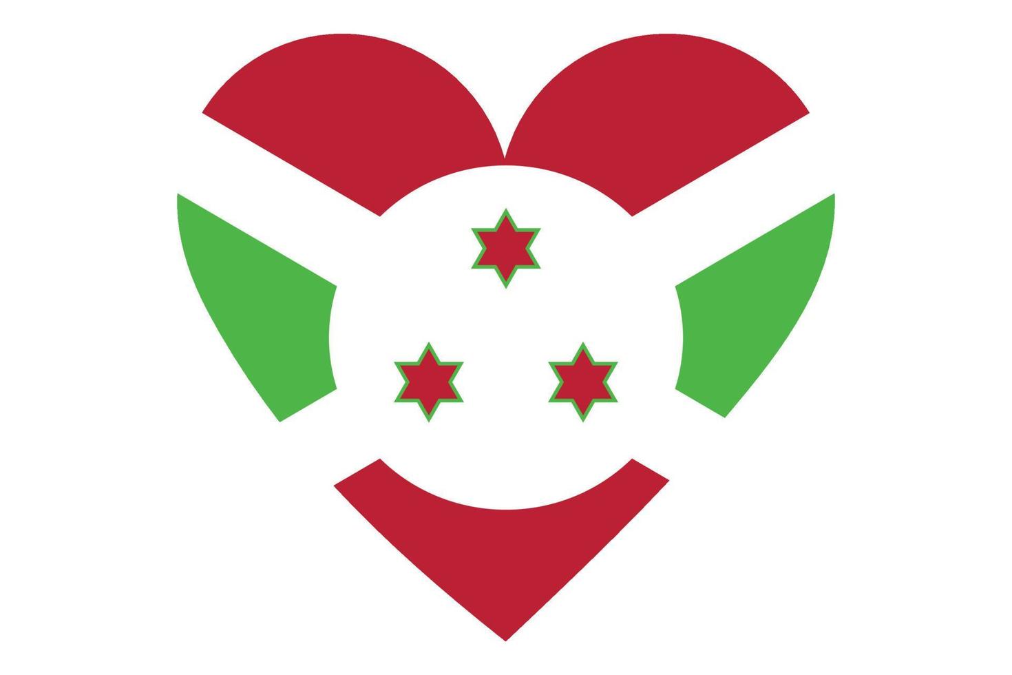 Herzflaggenvektor von Burundi auf weißem Hintergrund. vektor