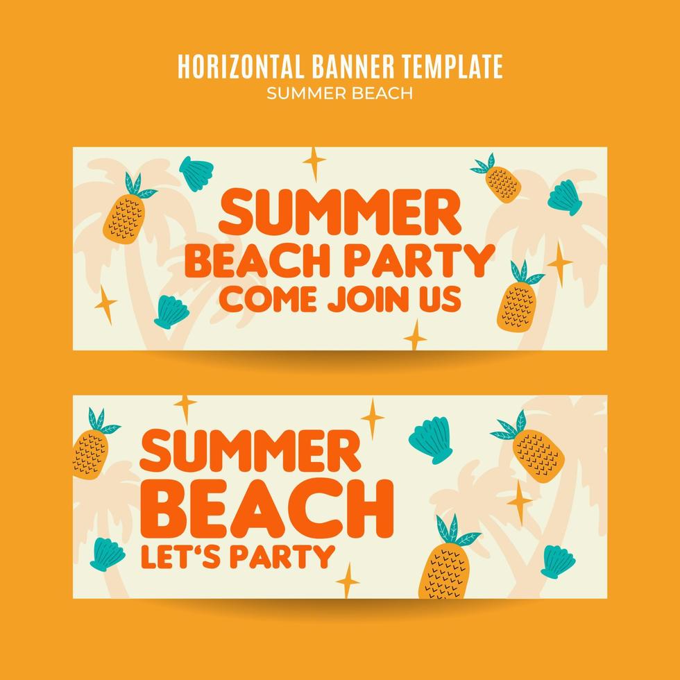 sommertag - strandparty-webbanner für soziale medien horizontales plakat, banner, raumbereich und hintergrund vektor