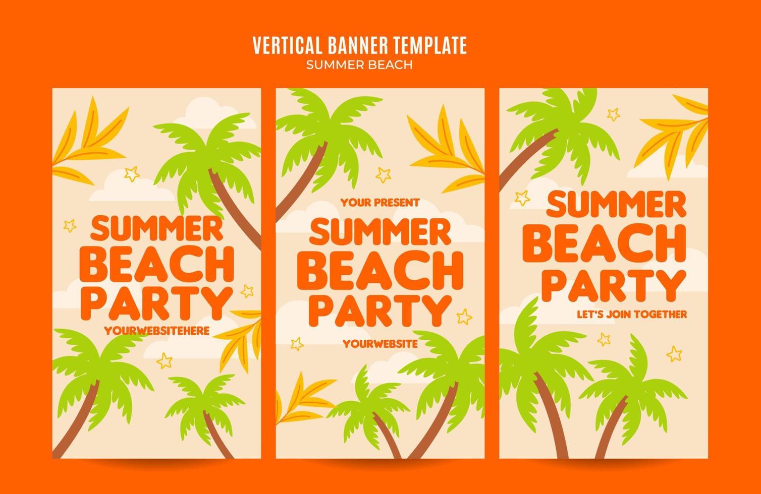 sommertag - strandparty-webbanner für vertikales plakat, banner, raumbereich und hintergrund der sozialen medien vektor