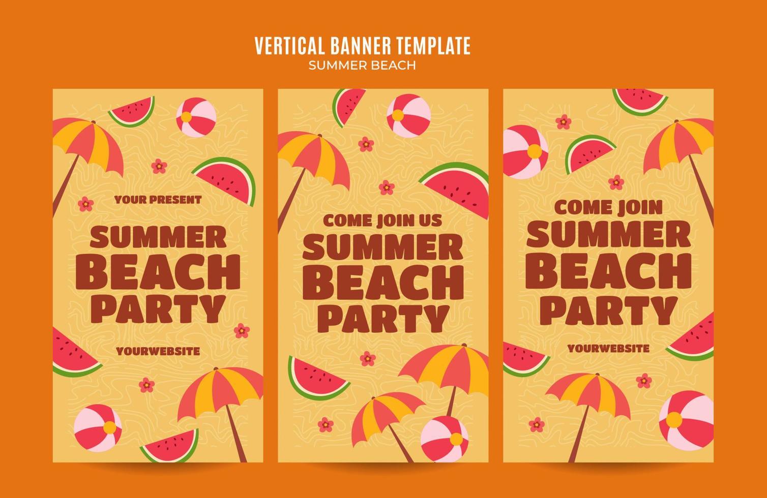 sommertag - strandparty-webbanner für vertikales plakat, banner, raumbereich und hintergrund der sozialen medien vektor