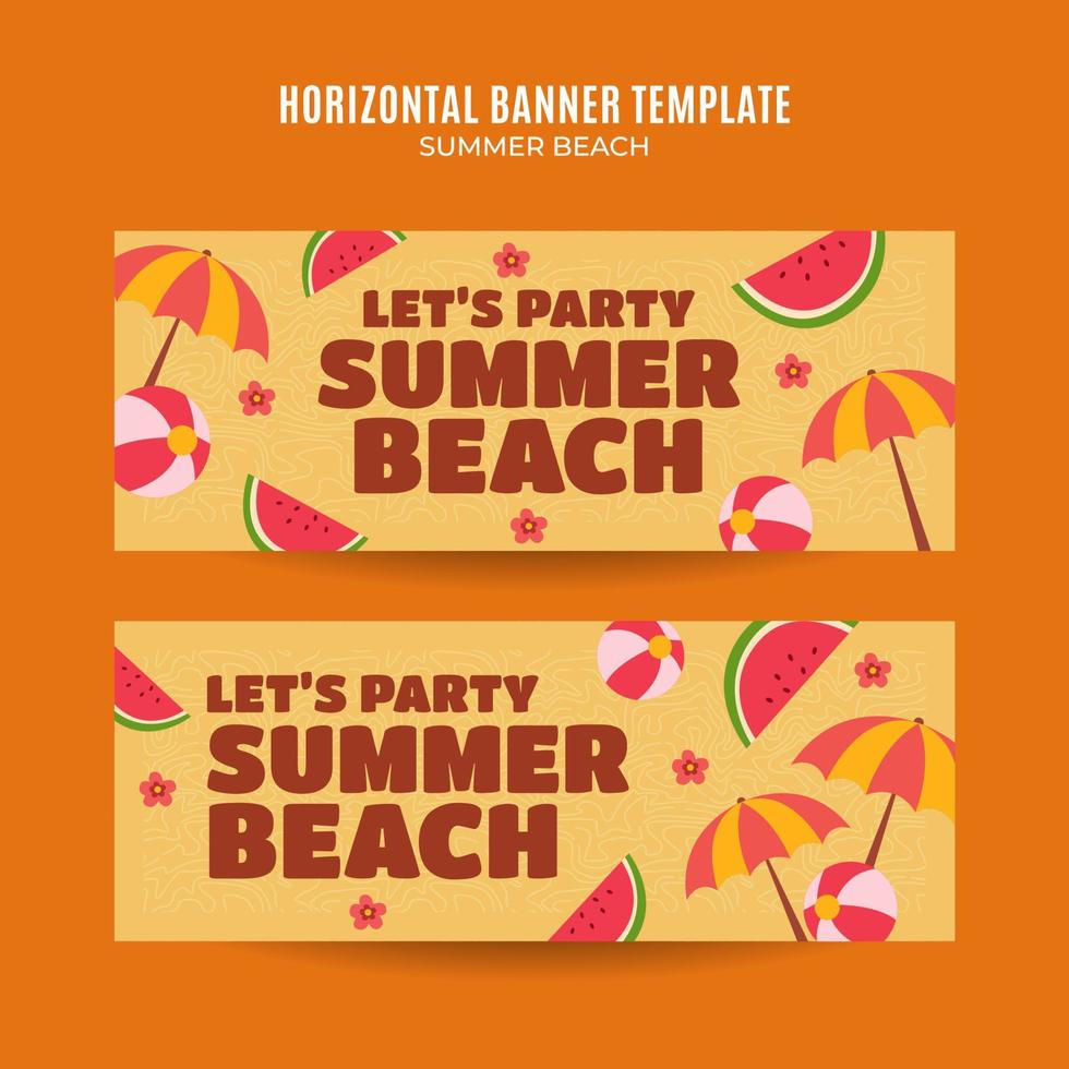 sommertag - strandparty-webbanner für soziale medien horizontales plakat, banner, raumbereich und hintergrund vektor