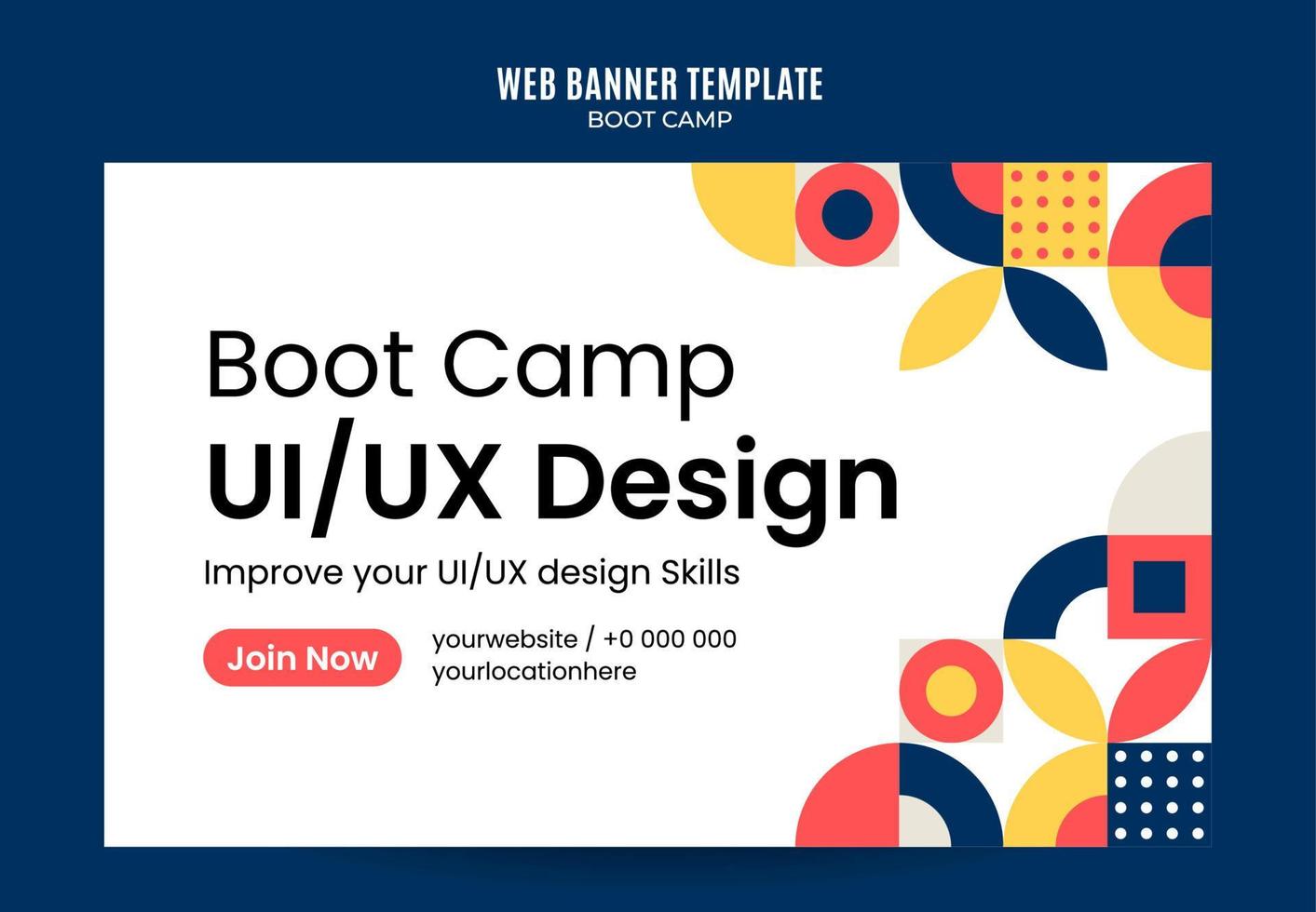 Moderne Geometrie - Bootcamp-Webbanner für Social-Media-Poster, Banner, Weltraumbereich und Hintergrund vektor