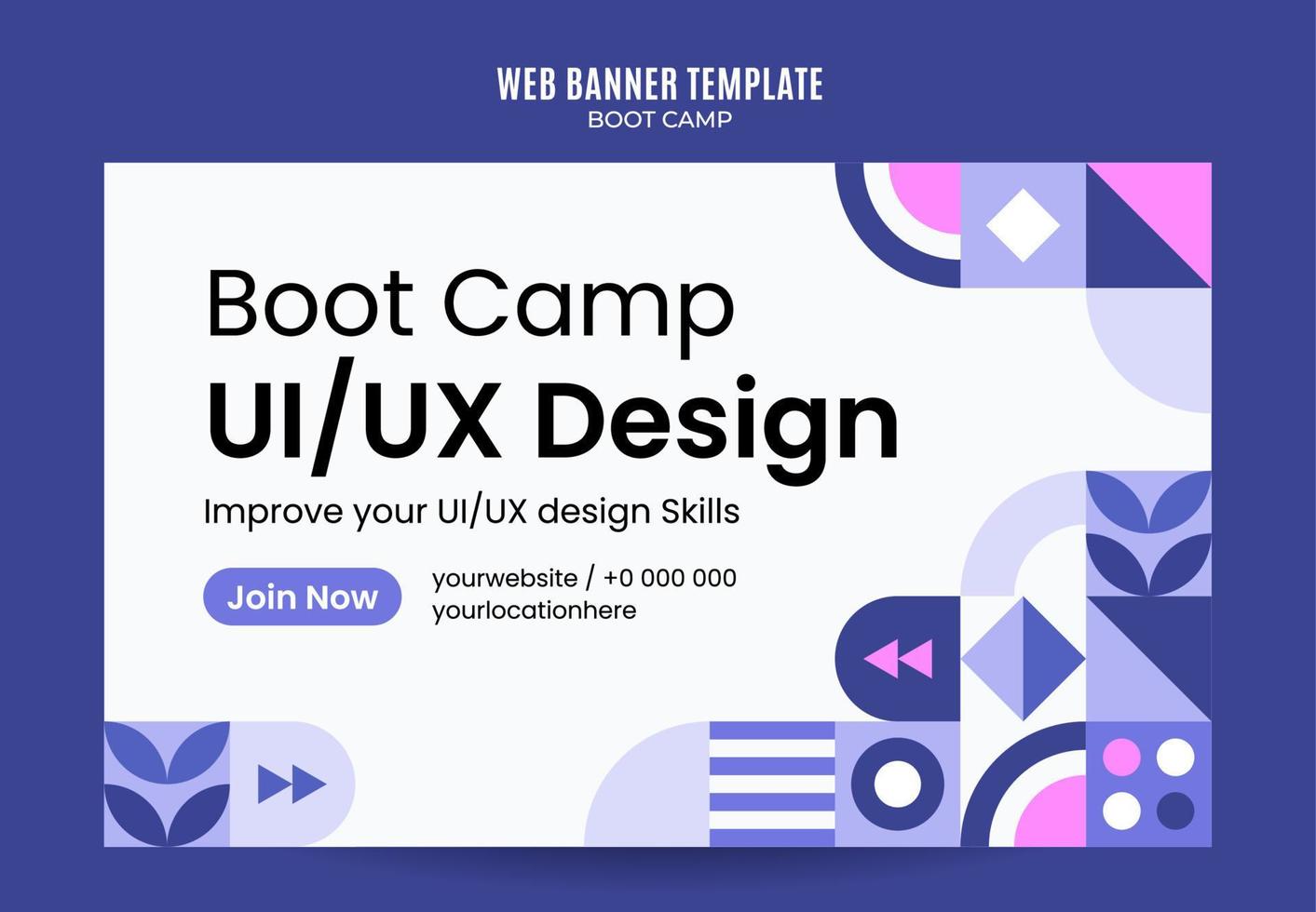 Moderne Geometrie - Bootcamp-Webbanner für Social-Media-Poster, Banner, Weltraumbereich und Hintergrund vektor