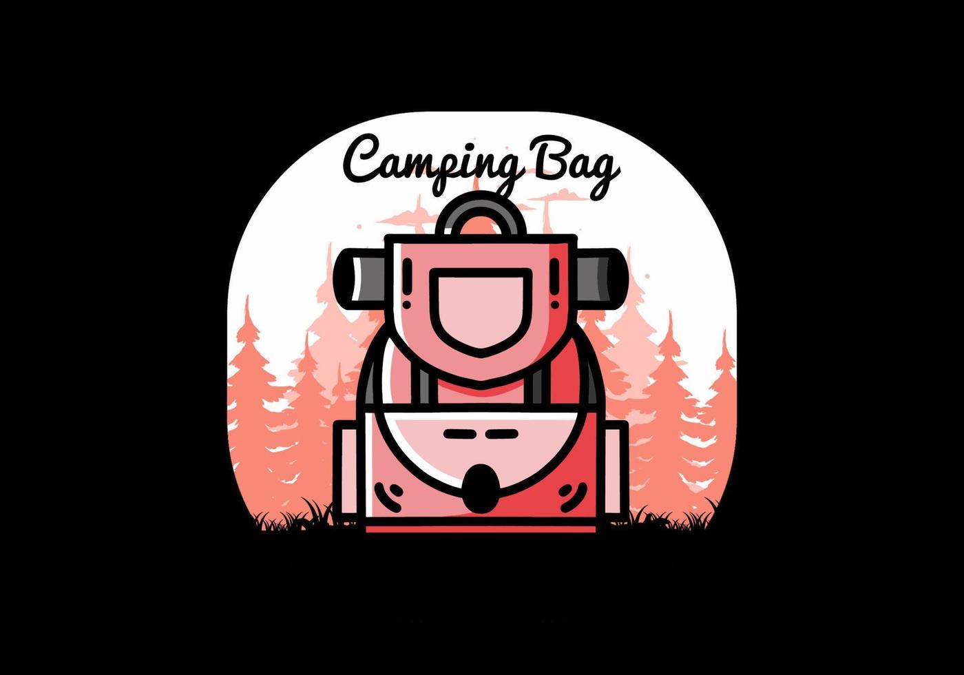 einfaches Illustrationsdesign für Campingtaschen vektor