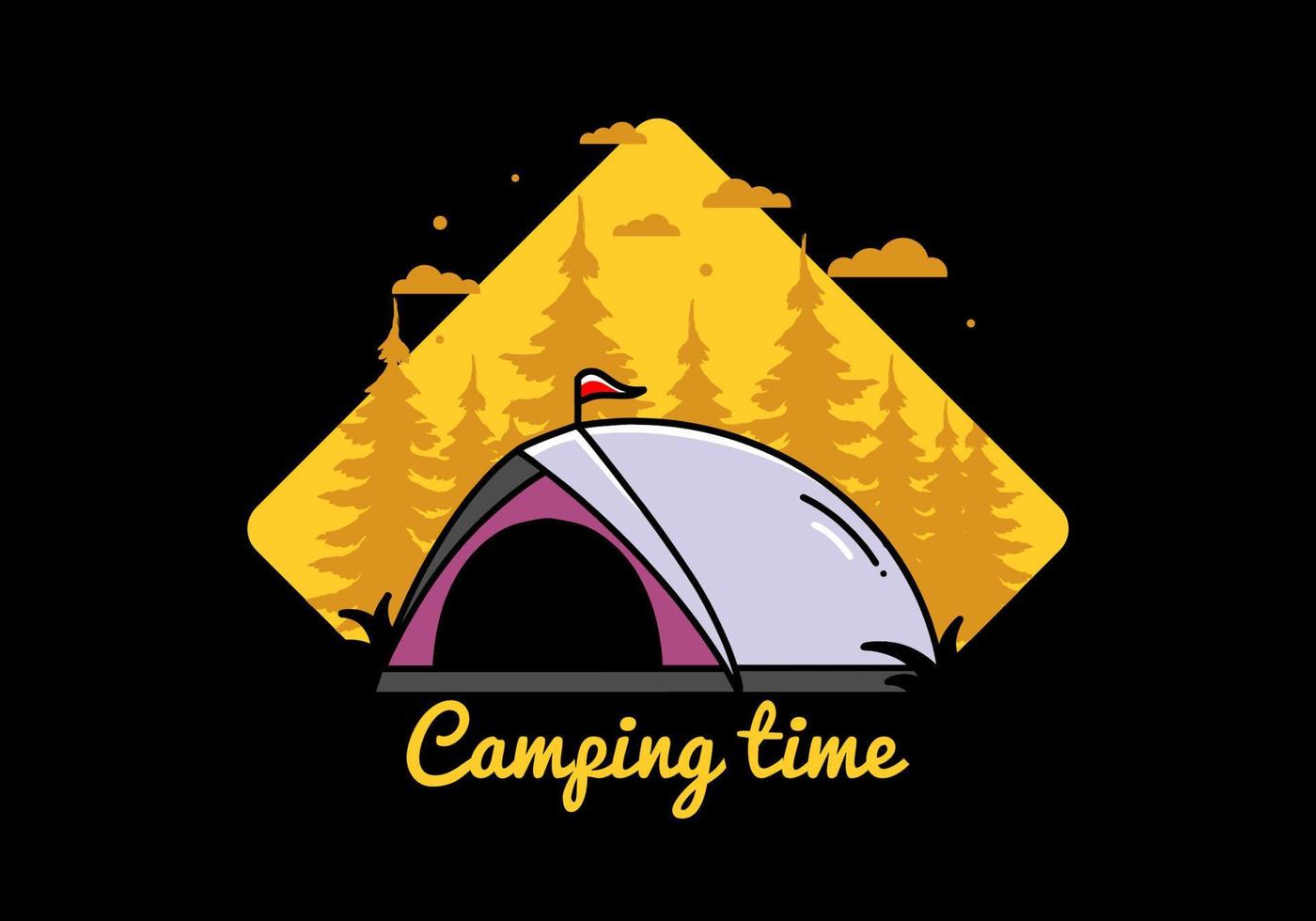 kuppelzelt camping illustration abzeichen design vektor