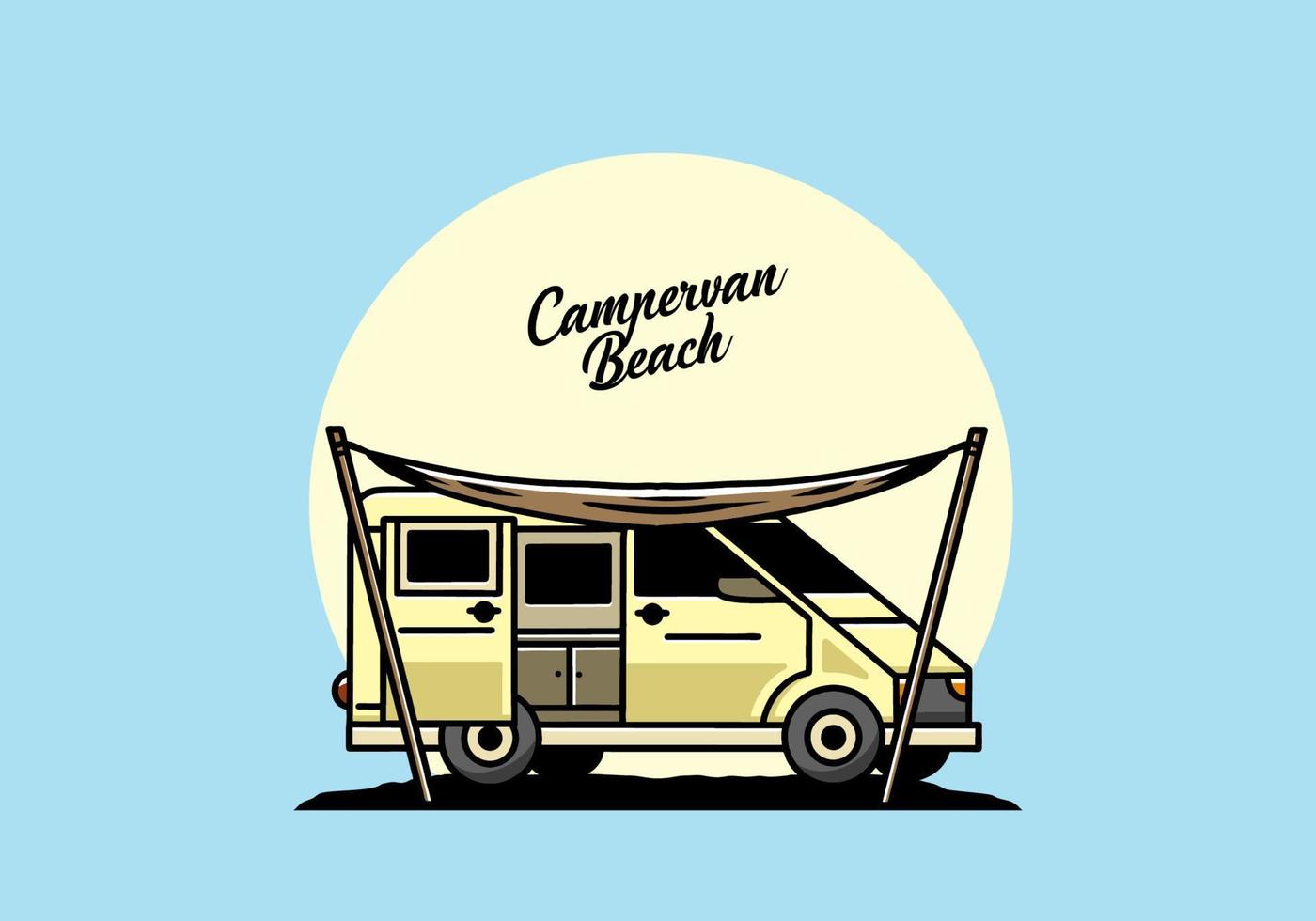 van camper und flysheet illustrationsdesign vektor