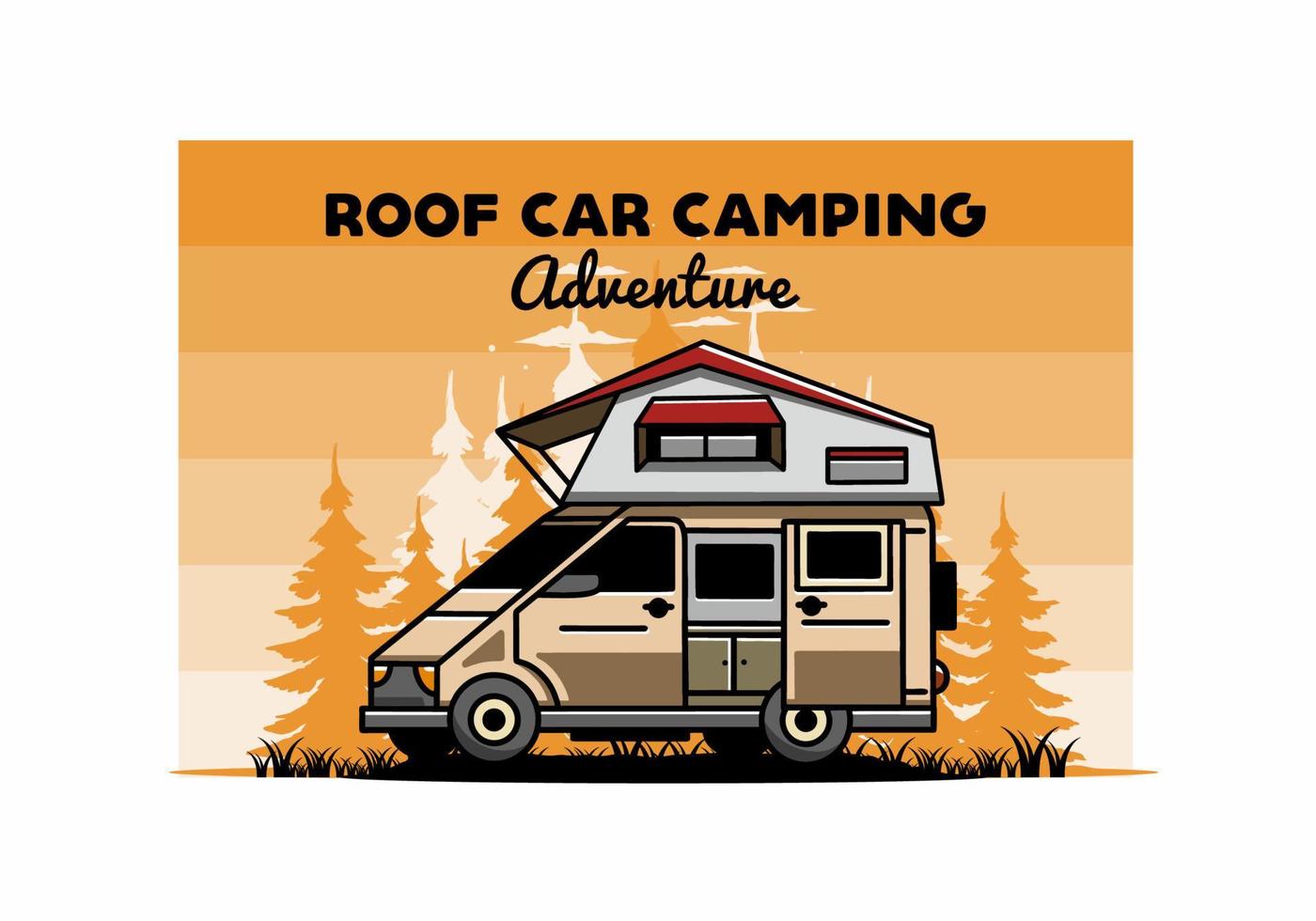 camping på taket bil illustration design vektor