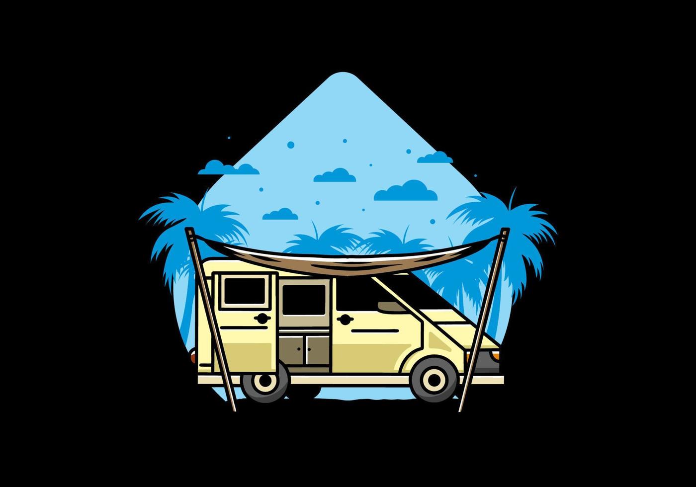 van camper und flysheet illustrationsdesign vektor