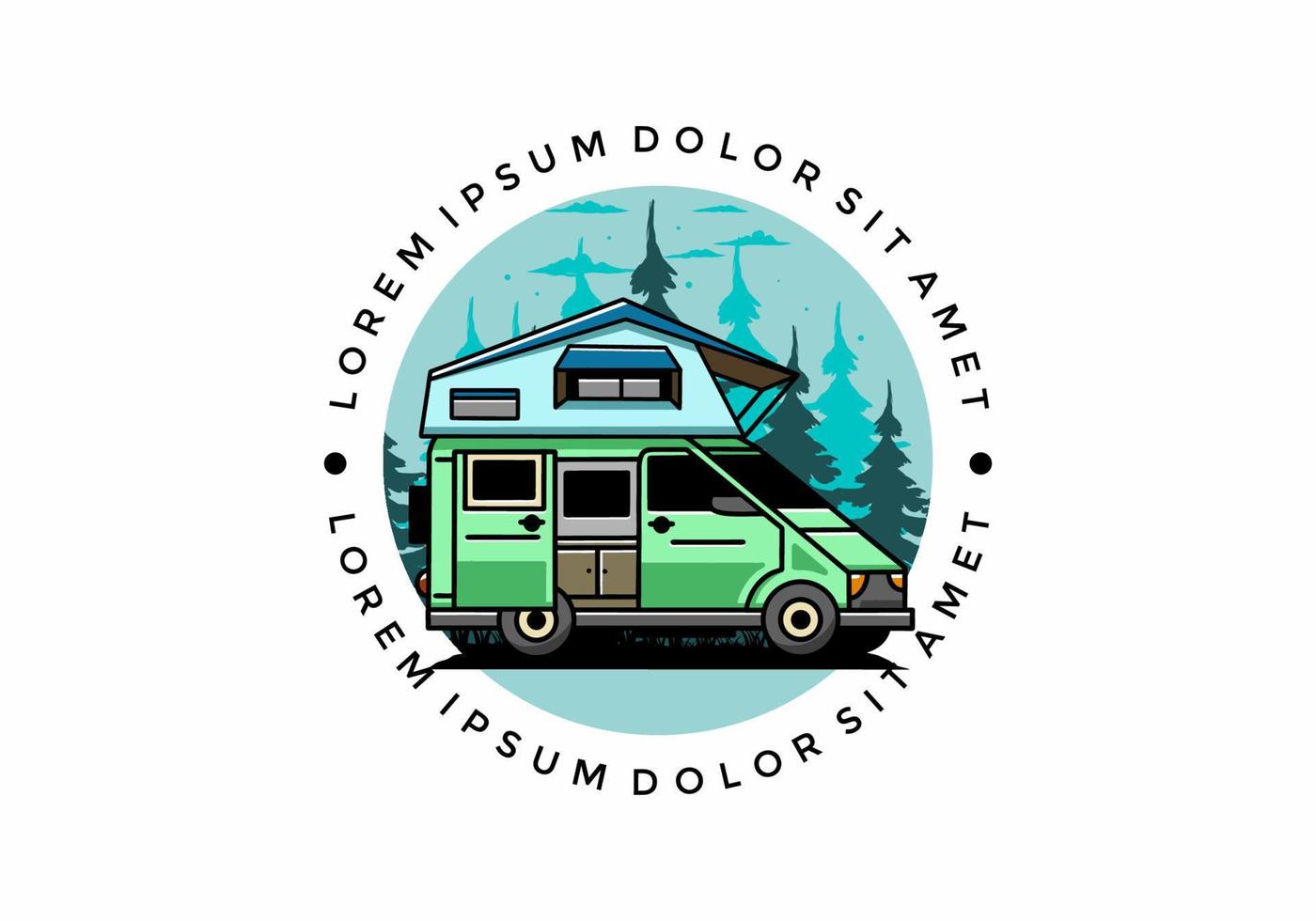 camping på taket bil illustration design vektor