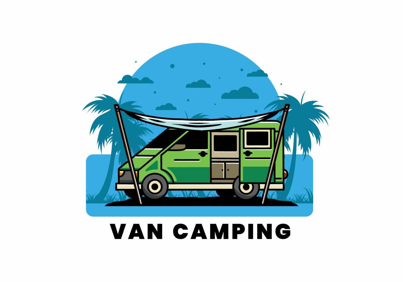 van camper und flysheet illustrationsdesign vektor